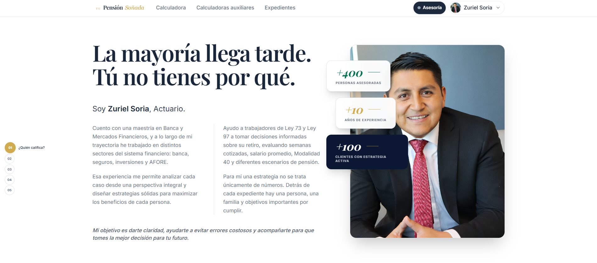 Plataforma PensionExpert personalizada con la marca del asesor (1/3)
